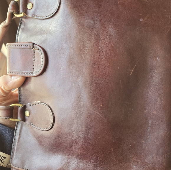 Brahmin leather satchel 13" by 8" Chocolate Brown VTG - Picture 5 of 11